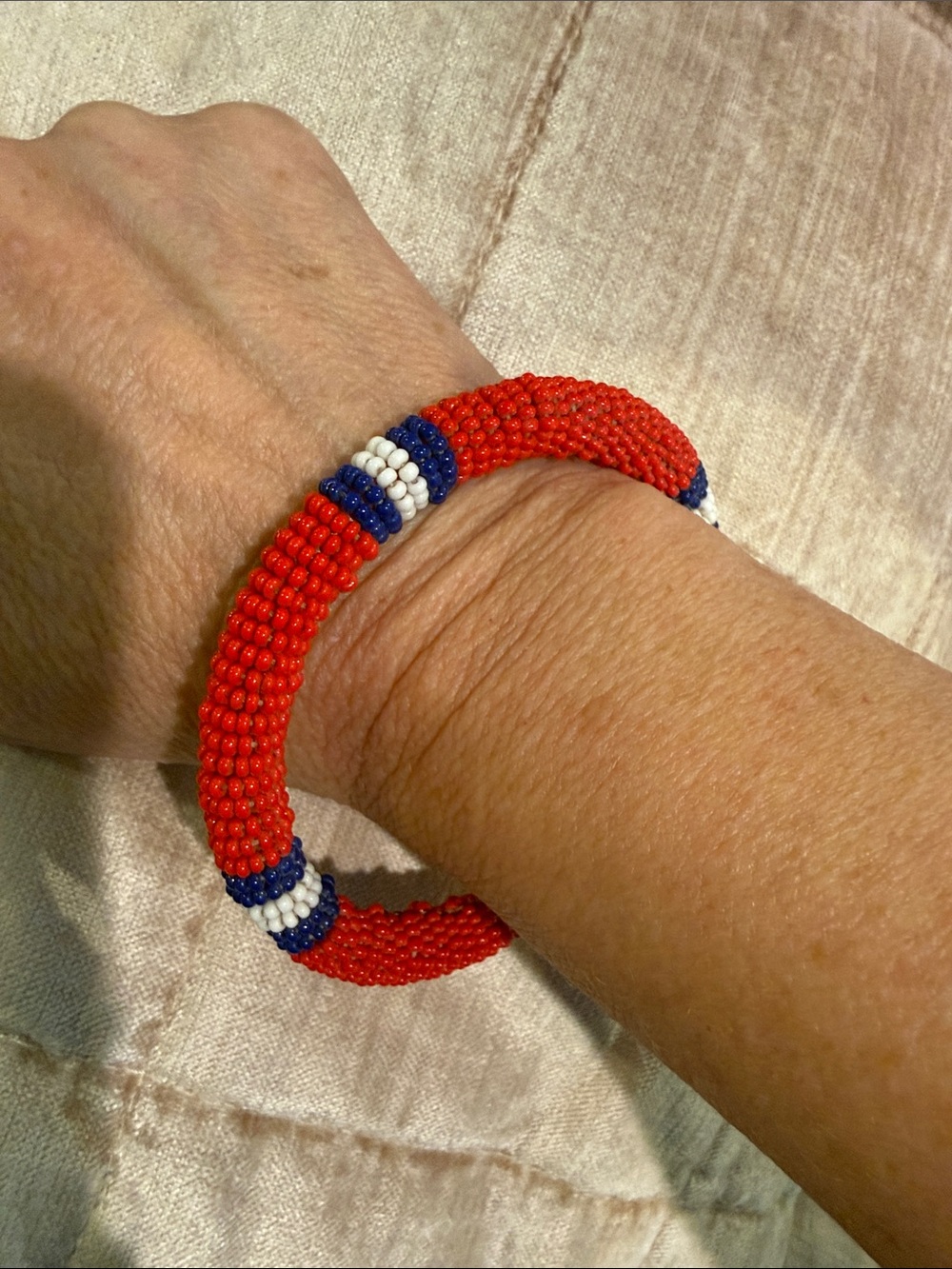 Handmade glass bead African bracelet